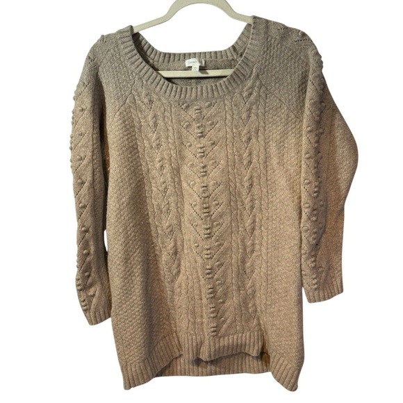 Garnet Hill Fine Merino Wool Women’s Beige Textured Knit Sweater Size S - Picture 1 of 7